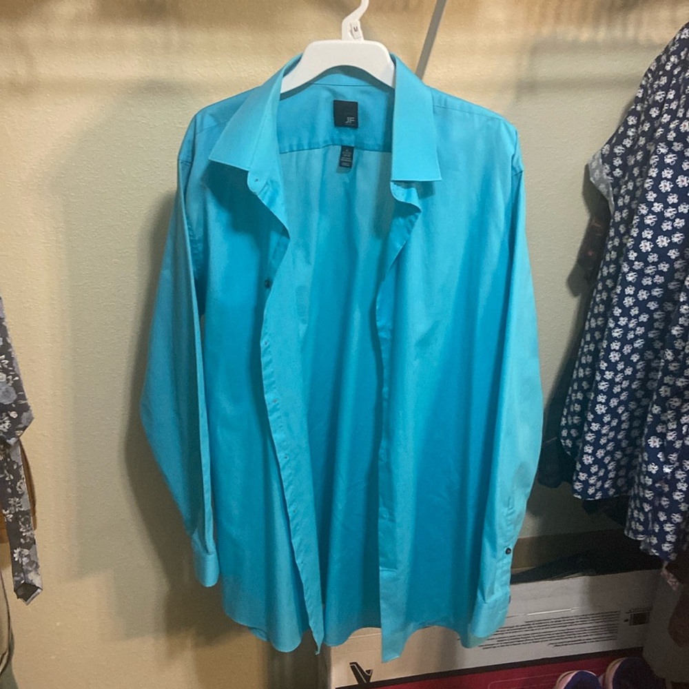 Turquoise button up dress shirt